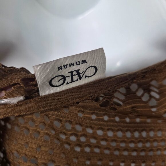 Cato Boho Midi Dress 2XL | Festival Brown Knit Loose Fit Round Neck - Picture 7 of 7